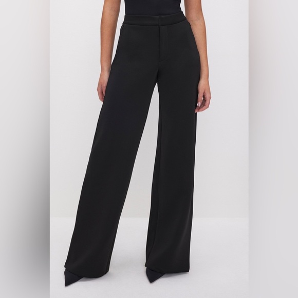 Good American Pants - Good American Classic Black Wide Leg Trousers